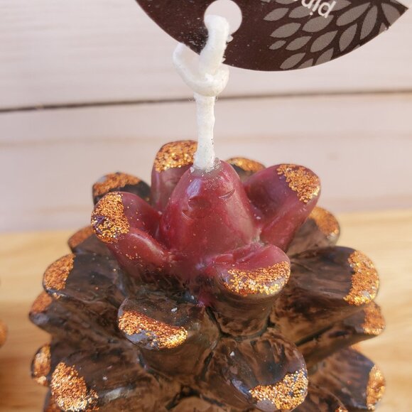 Decorative Debi Lilly Design Pinecone Candles W/ Glitter Set Of 2  3" Tall - Picture 7 of 12